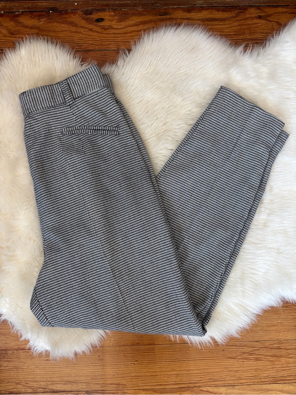 Vintage Old Money High Waist Houndstooth MicroPrint Trousers
